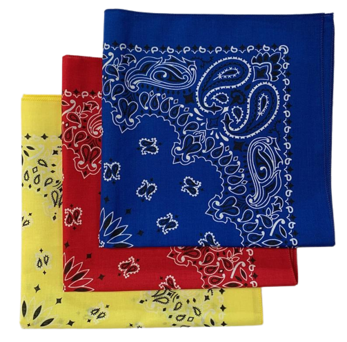Made in the USA Assorted Paisley  Bandanas -3 Pack, 22" x 22", 100% Cotton Additional