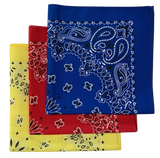 Made in the USA Assorted Paisley  Bandanas -3 Pack, 22" x 22", 100% Cotton Additional