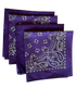 USA Made Paisley & Solid Purple Bandanas 4 Pk 22" 100% Cotton