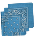 Light Blue Paisley Bandanas (3 Pack) 22" x 22" 100% Cotton