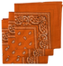 Orange Paisley Bandanas (3 Pack) 22" x 22" 100% Cotton