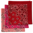 Pink, Hot Pink, Red USA Made Paisley Bandanas (3 Pk) 22"