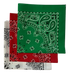 Red, White, Green USA Made Paisley Bandanas (3 Pk) 22"